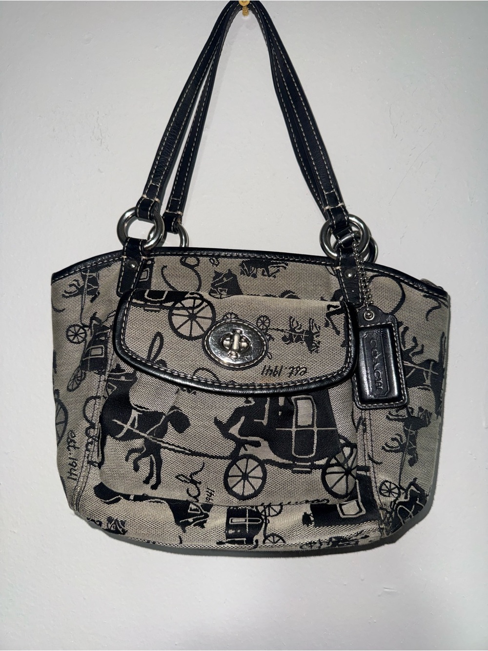 Y2K Coach Horse and carriage monogram leah tote bag
